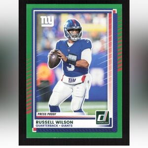 Russell Wilson 2025 Donruss New York Giants Green Insert NFL Football Card